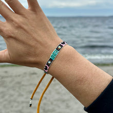Load image into Gallery viewer, “Sun Glitter” Opal, Turquoise, Labradorite, and Seed Bead Dream Bracelet on Deerskin Lace