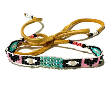 Load image into Gallery viewer, “Sun Glitter” Opal, Turquoise, Labradorite, and Seed Bead Dream Bracelet on Deerskin Lace