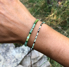 Load image into Gallery viewer, GLOW IN THE DARK "Freedom" in Morse Code, Seed Bead Spirit Bracelet in Black and Glow Green