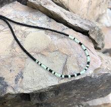 Load image into Gallery viewer, GLOW IN THE DARK "Freedom" in Morse Code, Seed Bead Spirit Bracelet in Black and Glow Green