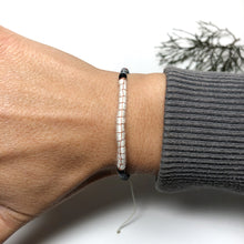 Load image into Gallery viewer, "Pine and Snow" Fiber Threads with Merino Wool Wanderlust Bracelet