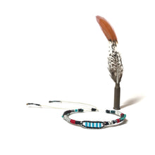 Load image into Gallery viewer, "Winding River" Fiber Threads with Merino Wool and Turquoise Stones Wanderlust Bracelet