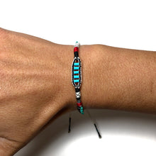 Load image into Gallery viewer, "Winding River" Fiber Threads with Merino Wool and Turquoise Stones Wanderlust Bracelet