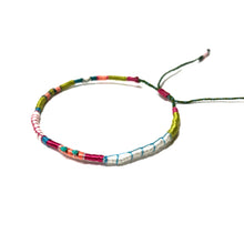 Load image into Gallery viewer, "Rolling Under the Stars" Merino Wool, Turquoise Stones, and Various Fiber Threads Micro-Wanderlust Bracelet