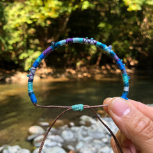 Load image into Gallery viewer, "Ripples and Pebbles" Cotton with Amethyst, Ethiopian Opal, and Turquoise Wanderlust Bracelet