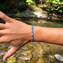 Load image into Gallery viewer, "Ripples and Pebbles" Cotton with Amethyst, Ethiopian Opal, and Turquoise Wanderlust Bracelet