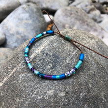 Load image into Gallery viewer, "Ripples and Pebbles" Cotton with Amethyst, Ethiopian Opal, and Turquoise Wanderlust Bracelet