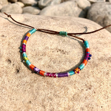 Load image into Gallery viewer, "Autumn Afternoon" Cotton with Ethiopian Opal, Pearl, Lapis, Turquoise, and Seed Bead Wanderlust Bracelet