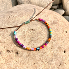 Load image into Gallery viewer, "Wild Autumn" Cotton with Ethiopian Opal, Turquoise, Pearl, and Seed Bead Wanderlust Bracelet