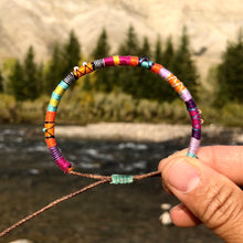 Load image into Gallery viewer, "Wild Autumn" Cotton with Ethiopian Opal, Turquoise, Pearl, and Seed Bead Wanderlust Bracelet