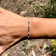 Load image into Gallery viewer, "Freedom" in Morse Code, Seed Bead Spirit Bracelet in Black and White