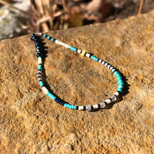 Load image into Gallery viewer, "Winter Night" Black Sunstone, Pearl, Labradorite, Ethiopian Opal, Turquoise, and Seed Bead Spirit Bracelet