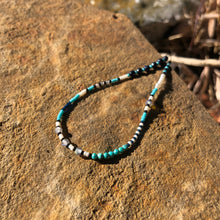 Load image into Gallery viewer, "Winter Night" Black Sunstone, Pearl, Labradorite, Ethiopian Opal, Turquoise, and Seed Bead Spirit Bracelet