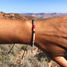 Load image into Gallery viewer, “Healing Heart" Fiber Threads with Herkimer diamond, Ethiopian opal, and Turquoise Stone Wanderlust Bracelet