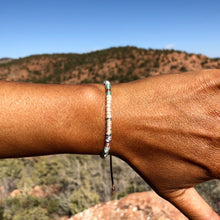 Load image into Gallery viewer, “Live Free" Fiber Threads with Pearl, Herkimer diamond, and Opal Stone Wanderlust Bracelet