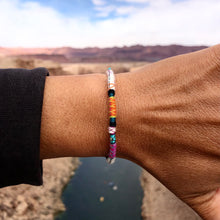 Load image into Gallery viewer, “The Wolf” Fiber Threads with Turquoise and Opal Stones Wanderlust Bracelet