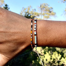 Load image into Gallery viewer, “Wandering Bear” Cotton with Ethiopian Opal, Turquoise, and Pearl Wanderlust Bracelet