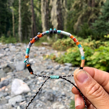 Load image into Gallery viewer, “Burn" Cotton with Ethiopian Opal, Turquoise, and Seed Bead Wanderlust Bracelet