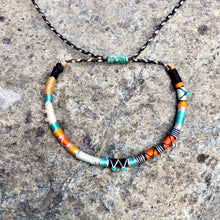 Load image into Gallery viewer, “Burn" Cotton with Ethiopian Opal, Turquoise, and Seed Bead Wanderlust Bracelet