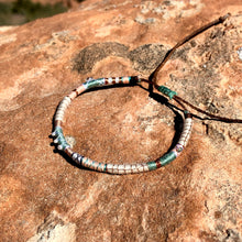Load image into Gallery viewer, “Live Free" Fiber Threads with Pearl, Herkimer diamond, and Opal Stone Wanderlust Bracelet