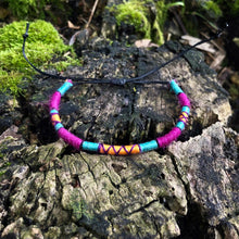 Load image into Gallery viewer, “Graffiti” Alpaca Wool, Cotton, Waxed Linen Cord Wanderlust Bracelet