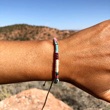 Load image into Gallery viewer, “Life" Fiber Threads with Turquoise and Pearl Stone Wanderlust Bracelet