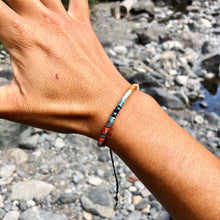 Load image into Gallery viewer, “Burn" Cotton with Ethiopian Opal, Turquoise, and Seed Bead Wanderlust Bracelet