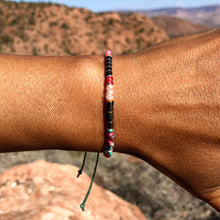 Load image into Gallery viewer, “Friction Fire" Fiber Threads with Turquoise, Labradorite, and Pearl Stone Wanderlust Bracelet