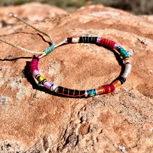 Load image into Gallery viewer, “Healing Heart" Fiber Threads with Herkimer diamond, Ethiopian opal, and Turquoise Stone Wanderlust Bracelet