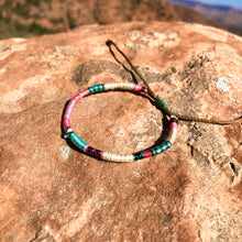 Load image into Gallery viewer, “Life" Fiber Threads with Turquoise and Pearl Stone Wanderlust Bracelet