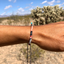 Load image into Gallery viewer, “Howling Desert” Fiber Threads with Herkimer diamond and Turquoise Stone Wanderlust Bracelet