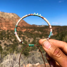 Load image into Gallery viewer, “Live Free" Fiber Threads with Pearl, Herkimer diamond, and Opal Stone Wanderlust Bracelet