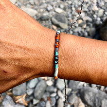 Load image into Gallery viewer, “Burn" Cotton with Ethiopian Opal, Turquoise, and Seed Bead Wanderlust Bracelet