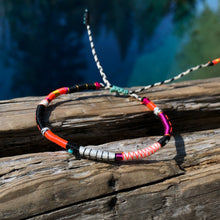 Load image into Gallery viewer, “Fire Away" Fiber Threads with an Turquoise Stone Wanderlust Bracelet
