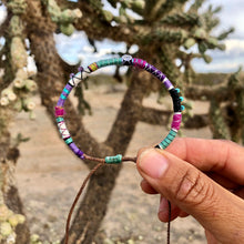 Load image into Gallery viewer, “Wild Lullaby” Fiber Threads with Herkimer diamond, Amethyst, and Turquoise Stone Wanderlust Bracelet