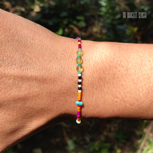 Load image into Gallery viewer, “Wildfire” Turquoise, Labradorite, Apatite, Peridot, Black Spinel, Ethiopian Opal, Seed Bead, Spirit Bracelet or Anklet