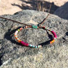 Load image into Gallery viewer, “Sunny" Fiber Threads with Turquoise Stone Wanderlust Bracelet