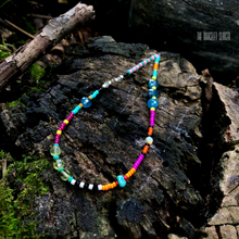 Load image into Gallery viewer, “Wildfire” Turquoise, Labradorite, Apatite, Peridot, Black Spinel, Ethiopian Opal, Seed Bead, Spirit Bracelet or Anklet