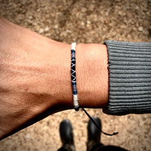 Load image into Gallery viewer, “White Wolf” Merino Wool, Cotton, and Irish Waxed Linen Cord Wanderlust Bracelet