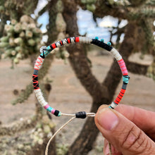 Load image into Gallery viewer, “Wandering Wolf" Fiber Threads with Herkimer diamond, Ethiopian opal, and Turquoise Stone Wanderlust Bracelet