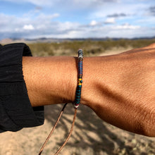 Load image into Gallery viewer, “Wild Coyote" Fiber Threads with a Tibetan Turquoise Stone Wanderlust Bracelet