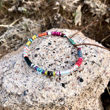 Load image into Gallery viewer, “The Hunter” Fiber Threads with Herkimer Diamond, Pearl, Malachite Stones Wanderlust Bracelet