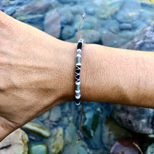 Load image into Gallery viewer, "Black Wolf" Cotton and Merino Wool Wanderlust Bracelet
