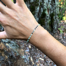 Load image into Gallery viewer, GLOW IN THE DARK "Freedom" in Morse Code, Seed Bead Spirit Bracelet in Black and Glow Green
