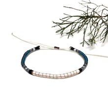 Load image into Gallery viewer, "Pine and Snow" Fiber Threads with Merino Wool Wanderlust Bracelet
