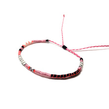 Load image into Gallery viewer, "Queen of Hearts" Fiber Threads with Merino Wool Micro-Wanderlust Bracelet
