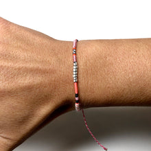 Load image into Gallery viewer, "Queen of Hearts" Fiber Threads with Merino Wool Micro-Wanderlust Bracelet
