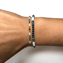 Load image into Gallery viewer, "Snow Peak" Fiber Threads with Merino Wool and Turquoise Stones Wanderlust Bracelet
