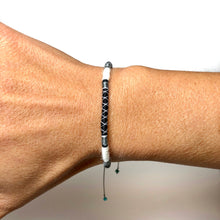 Load image into Gallery viewer, "Snow Peak" Fiber Threads with Merino Wool and Turquoise Stones Wanderlust Bracelet
