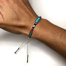 Load image into Gallery viewer, "Winding River" Fiber Threads with Merino Wool and Turquoise Stones Wanderlust Bracelet
